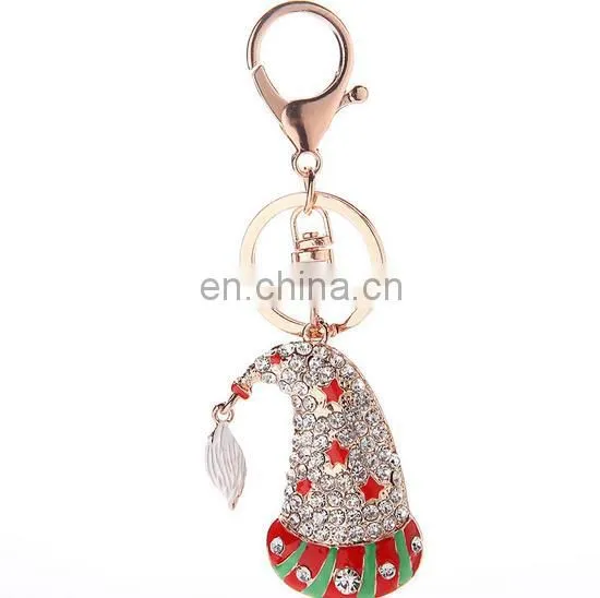 Stock Christmas Trees Rhinestone Metal Promotion Gift Keychain