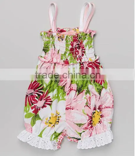 2014 Wholesale baby bubble Ruffle Tie Romper