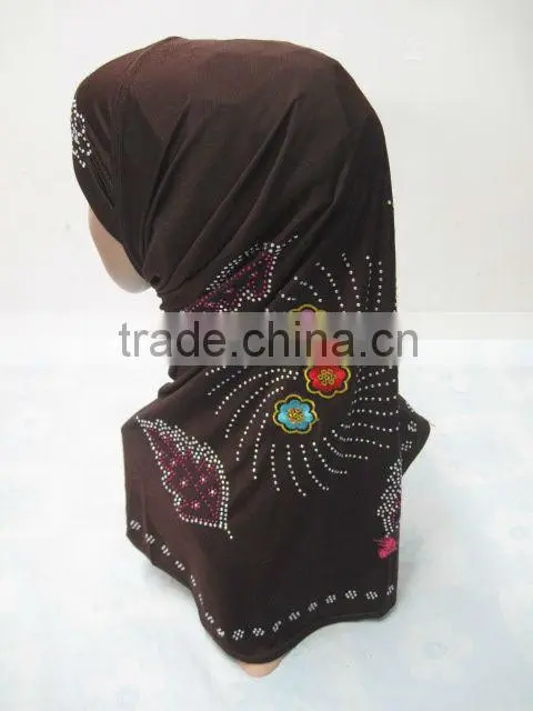 A487 Popular beaded 2pcs al amira two pieces hijab