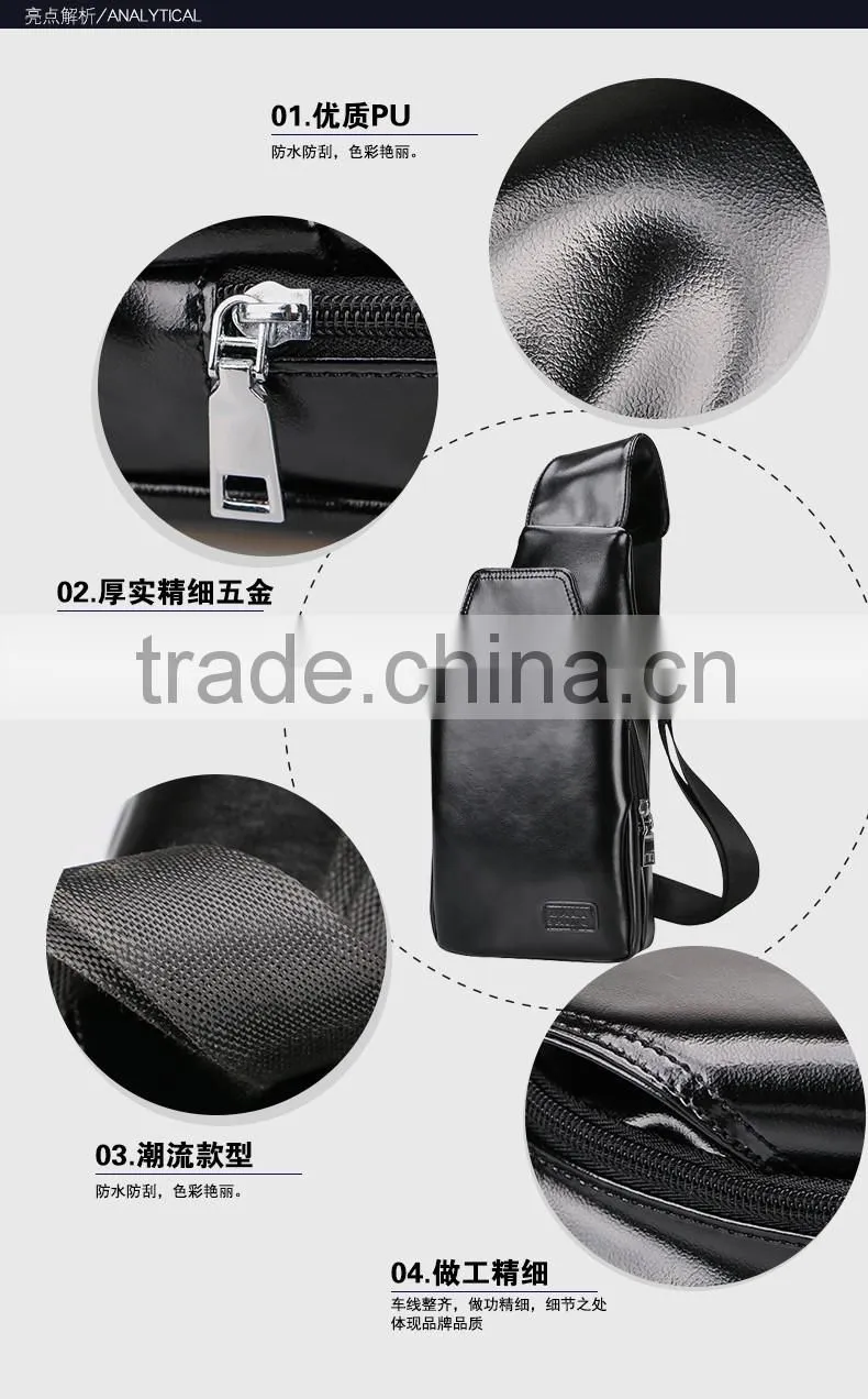 Wholesale Fashion Design PU Leather Man Chest Bag Waist Bag Messenger Bag