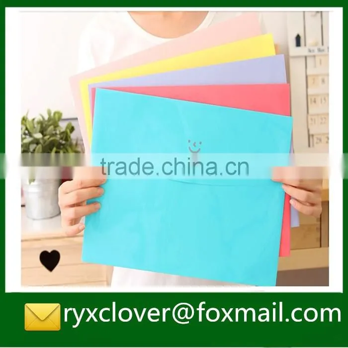 Transparent button envelope plastic document bag