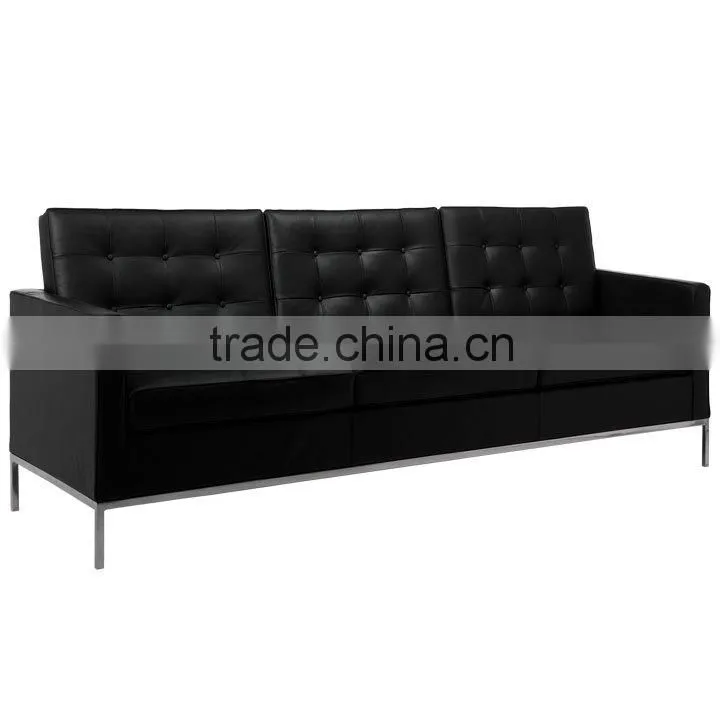 Replica High quality Comfortable Florence Knoll leather three seater sofa for living room by Florence Knoll