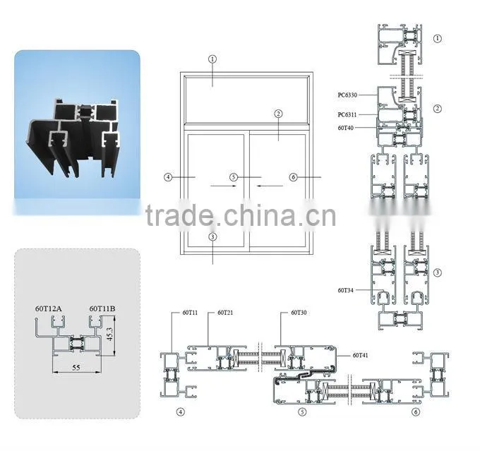 6000 series aluminum extrusion profiles for windows and doors manufacturer in China