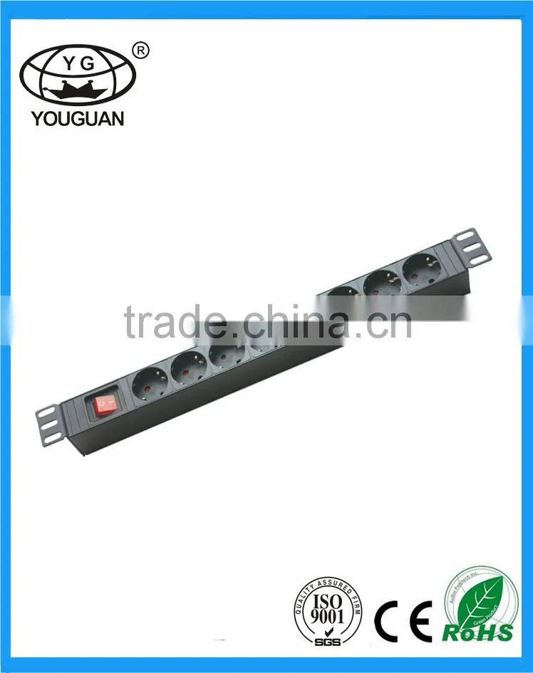 19''1U German Style 6 ways Switched and Socket PDU
