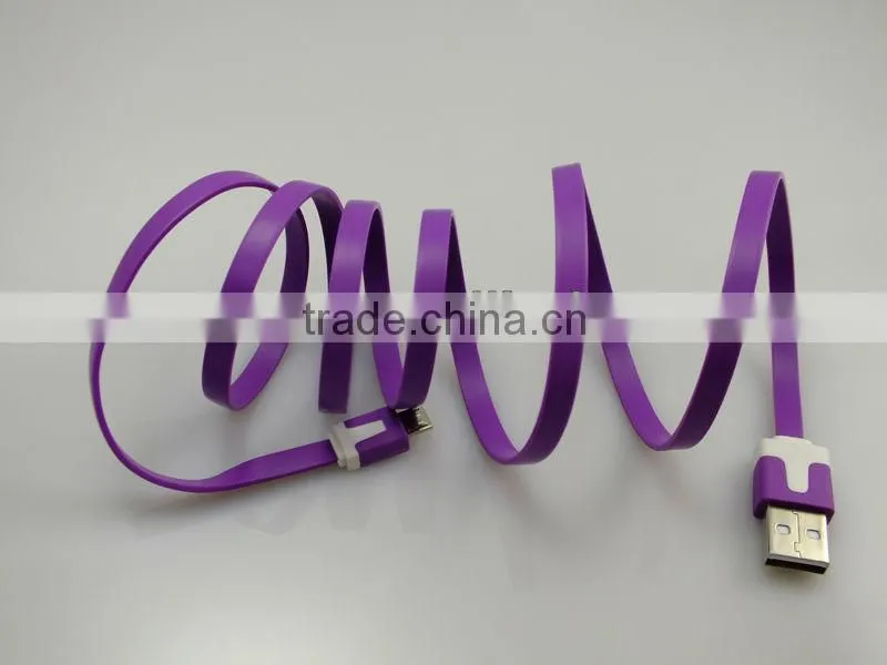 High quality,flat noodle micro usb cable.noodle colorful micro usb cable for samsung for mobile phone(MDC1030)