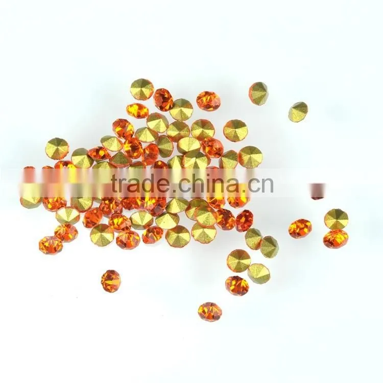 Hycinth diamente stones, glass beads pointed foiled back, machine cut glass beads for wholesale