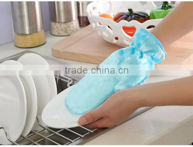 Kitchen Gloves Custom Made Wood Fiber Cleaning Sponge Gloves