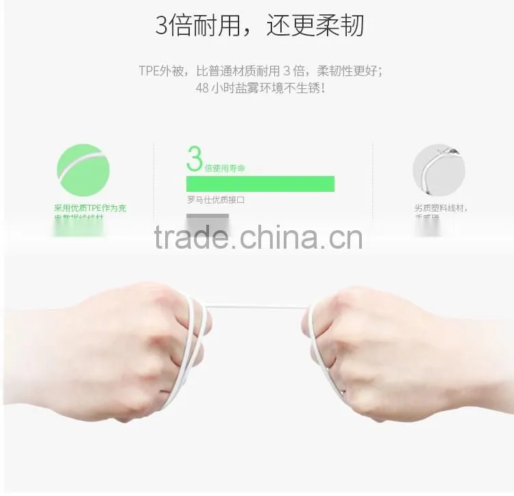 GOLF speed 2in1 intelligent sync charging cable for iphone 5/5s/6s/6s plus 2.1A 105CM Micro USB TPE cable for android device