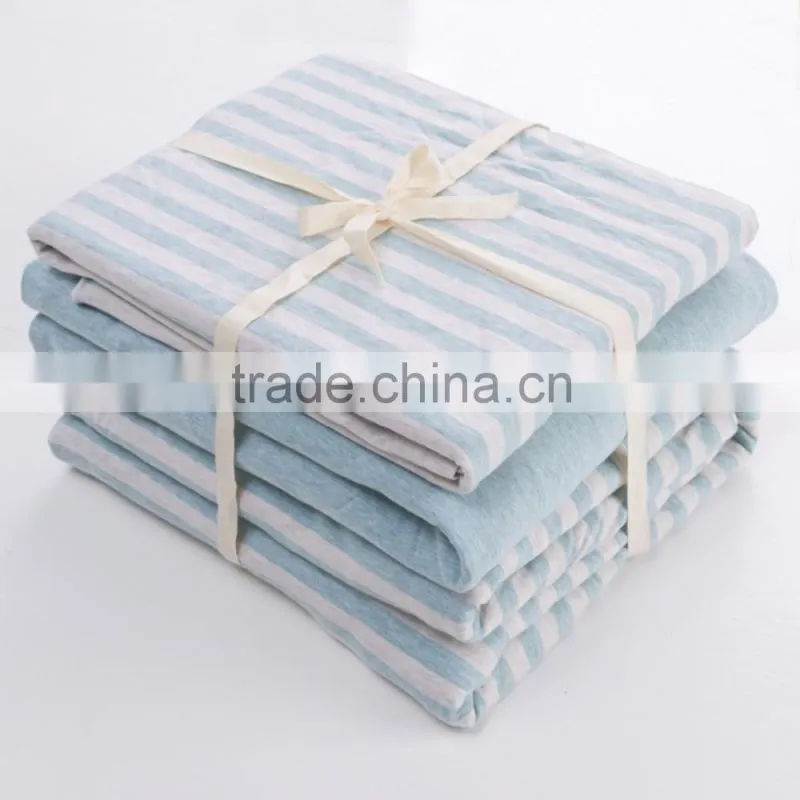 Spinning Knitted Striped 4pcs Bedding Sets/Cotton Striped 4pcs Bedding Sets