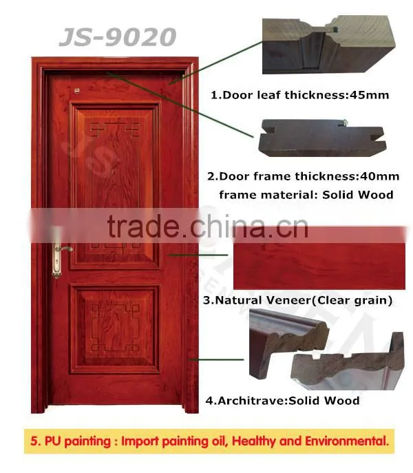 Rustic interior bread carving solid wood single door designs for modern house