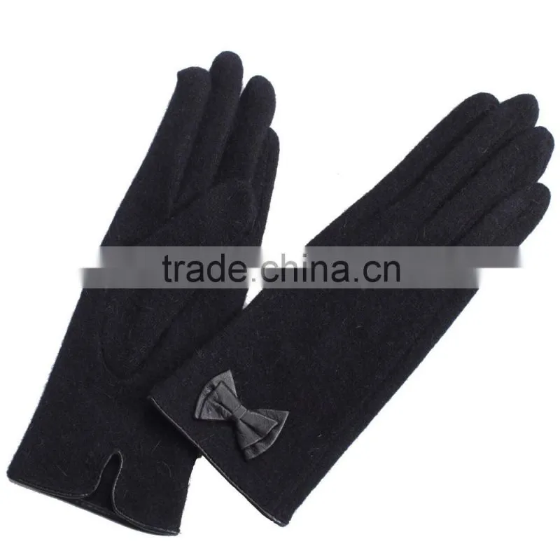 bow tie women wool glove