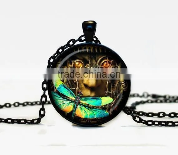 2016 Personalized Steampunk pendant necklace glass pendant DIY necklace woman