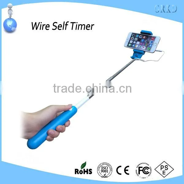 New gadget wired monopod cable take pole mobile selfie stick extendable hand held monopod