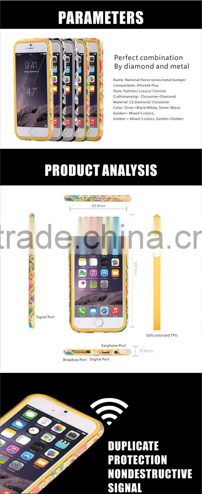 Crystal Diamond Metal Frame for iPhone 6