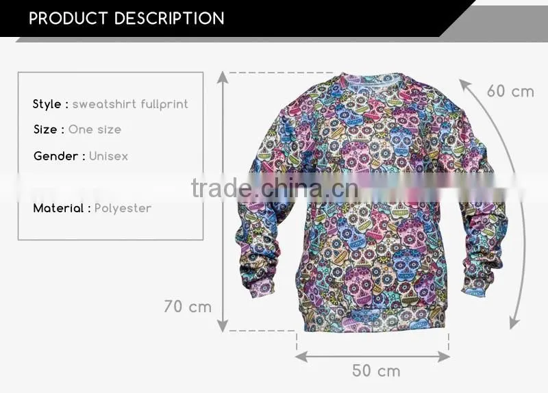 fashion mexican scull high quality 3d digital print fullprint crewneck sweatshirt spring autumn unisex custom oversized pullover