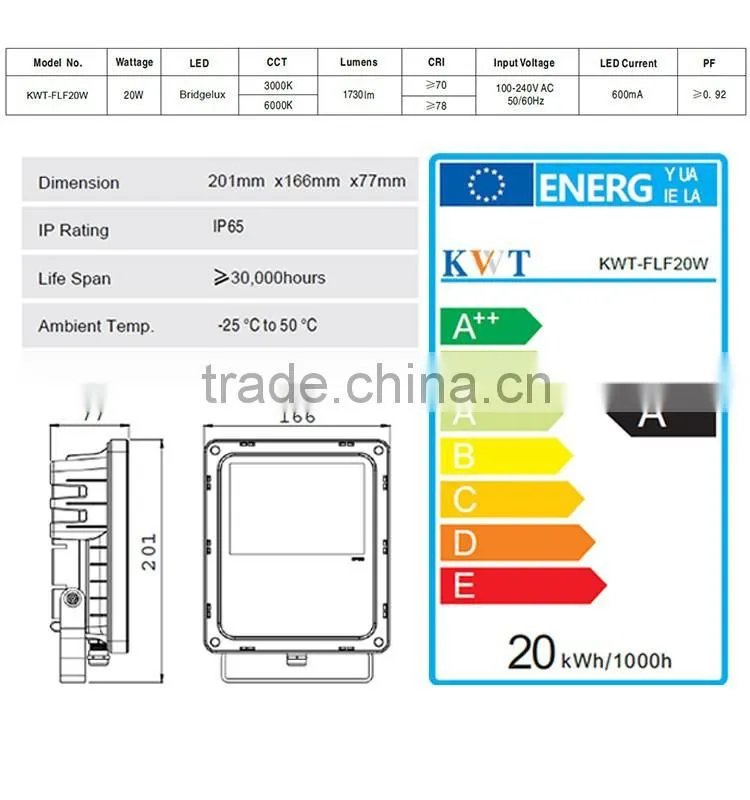 20W 3020SMD 1750-1800lumen Aluminum body CE RoHS SAA outdoor LED flood lights