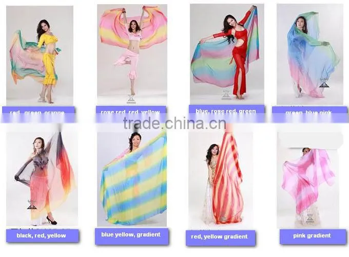Belly Dance Silk Veil for Performance with Three Colors Switched