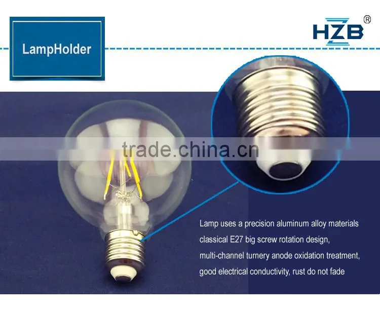 Clear Glass E27 Dimmable 4W 6W G95 G125 LED 12v DC Filament Bulb