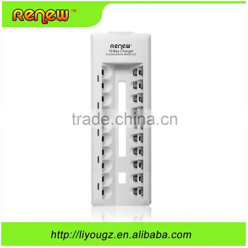 New!!! 10 Bay/Slot AA AAA Ni-MH Ni-Cd Quick Charger Smart Battery Charger for Rechargeable Batteries