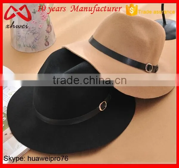 Men khaki woolen felt hat cowboy hat with string