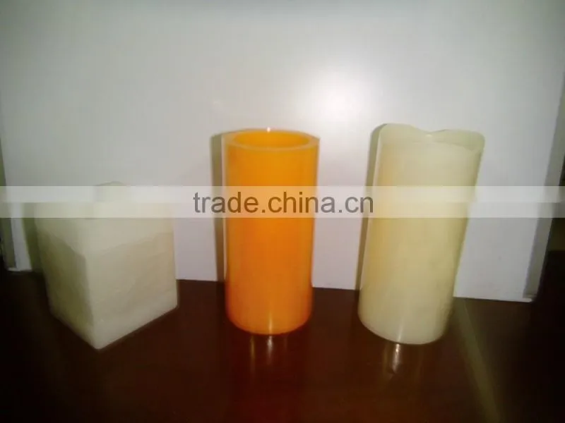 square pillar 75*H80mm 2 LED light wax candle, flameless electronic candle