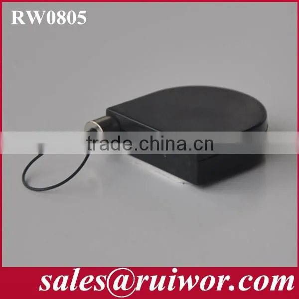 D-shaped Retractable guard against theft box with adjust lasso end attachment for equipment counterbalancing