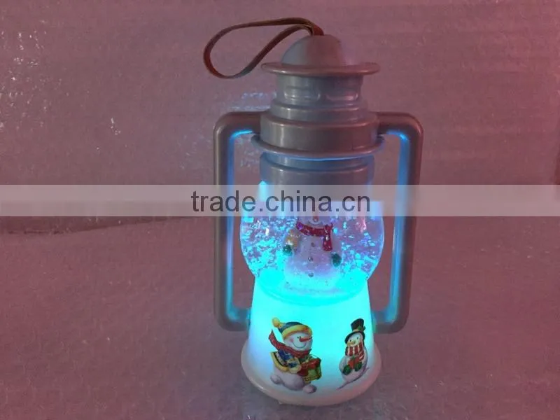 Snow Globe with Christmas Series Design Lanterns Shaped with Rubber Rope Holder, Garden Home Polyresin Decoration