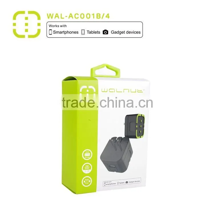 2016 Walnut MFI certificed 2.1A USB main charger with colorful box