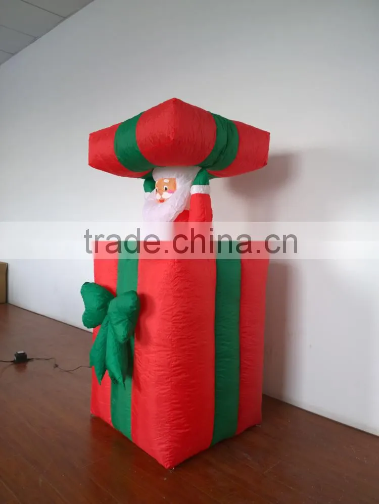 DJ-XT-19 movable christmas inflatable santa claus hide in the gift patio decoration