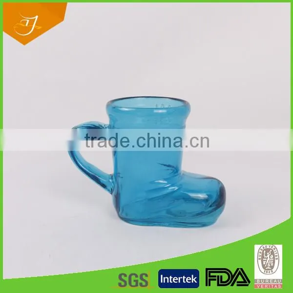 Boot Shape Color Glass Handle Beer Steins,Machine-Pressed Drinking GlassWare