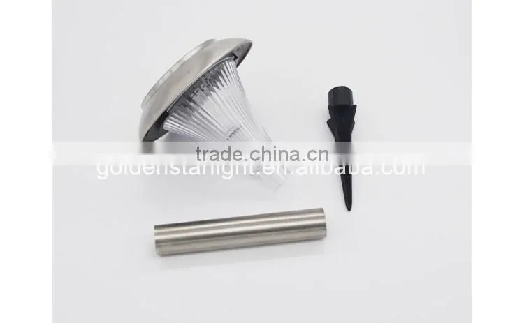 2016 Good Quality Stainless Steel + Plastic Colorful Solar Powered Stake Light