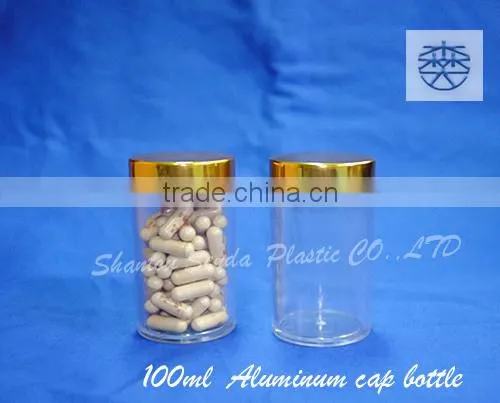 top sale pill plastic bottle for medicine, screw cap plastic medicine bottle for pill, 100ml plastic bottle with aluminum cap
