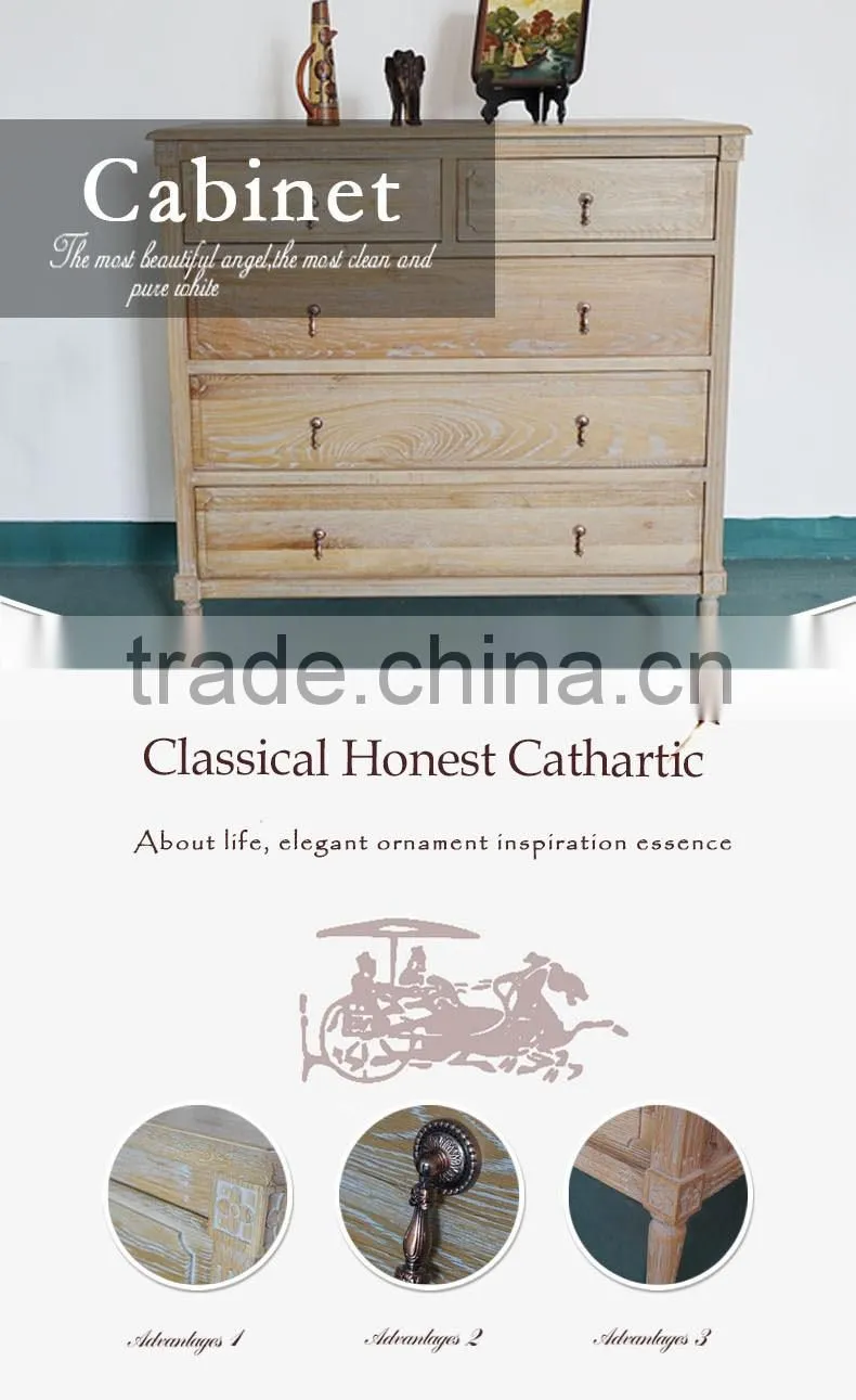 Reclaimed Wood Furniture With 5- Drawers Solid Wood Storage Cabinet