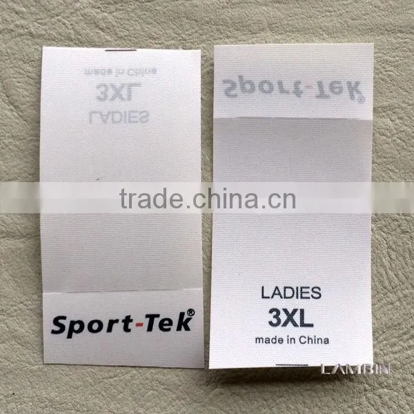 Export environmental damask printed size label for brand garments