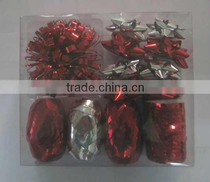 HOT SALE 12PCS Gold/ Silver/ Red/ Green Glitter Pom Pom Ball Gift Ribbon Bows Pack