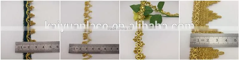 braid ribbon trimming vintage gold yellow polyester narrow lace trim