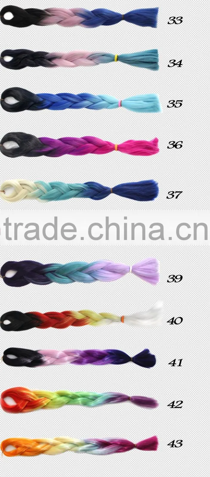 factory wholesale Japanese synthetic fiber ombre jumbo braid hair,havana mambo twist 12 inch