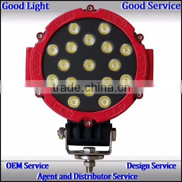 12volt 51W Led Work Light Spot/FLood Beam with RED/Black Housing Rings for J-e-ep SUV