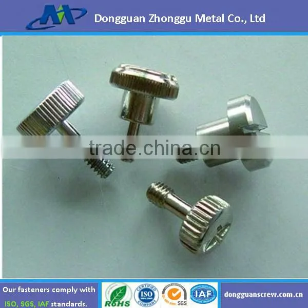 m4 Stainless Steel Slot Drive Knurled Thumb Screw, Straight Knurling Captive screws