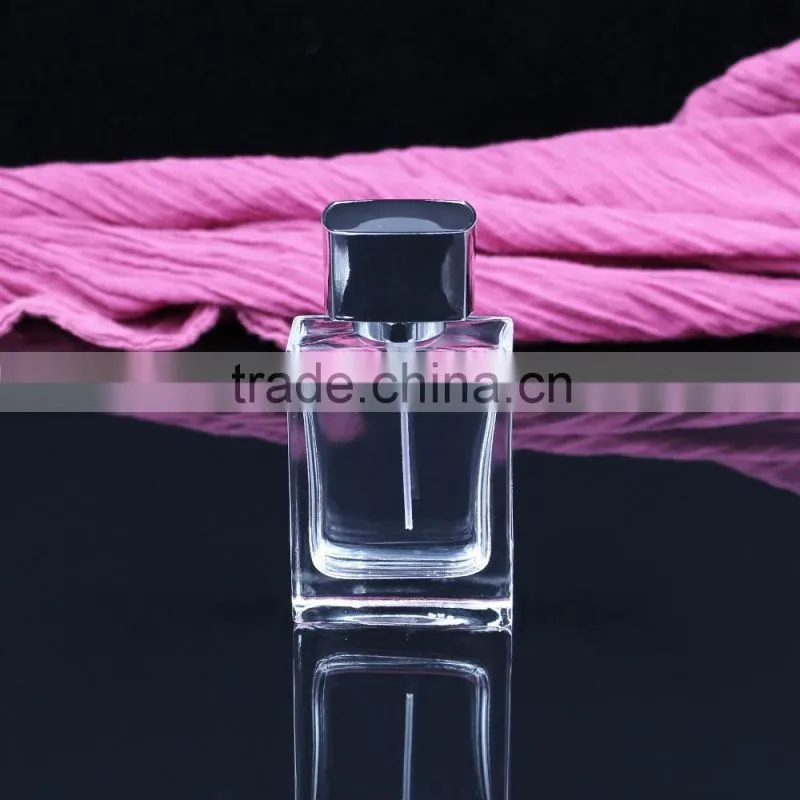 50ml simple style wholesale square glass perfume spray bottle