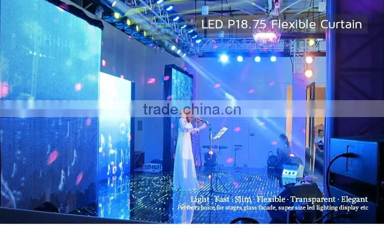 2016 Indoor led P18.75 curtain screen/Wholesale pioneer dj screen/wedding stage backdrop light display