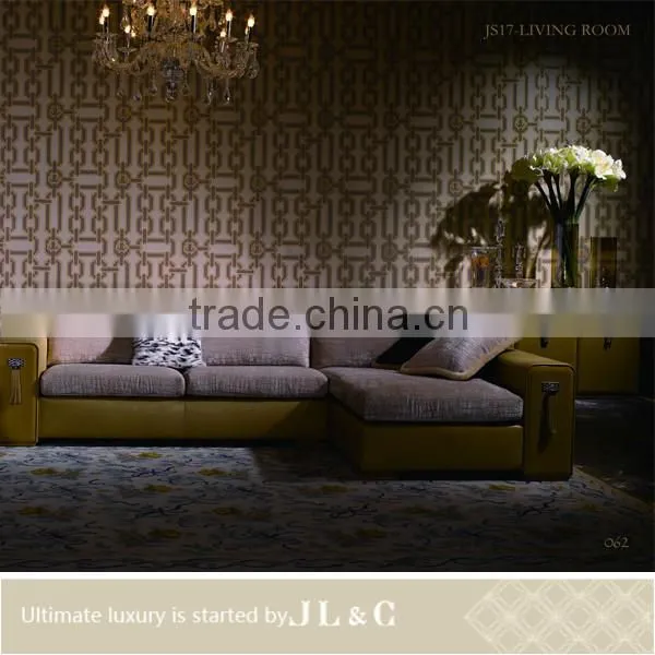 JS17-31+32 The best selling Tassels white leather sofa, 3 seats LOUNGE with oxhide leather from china supplier-JL&C Furniture
