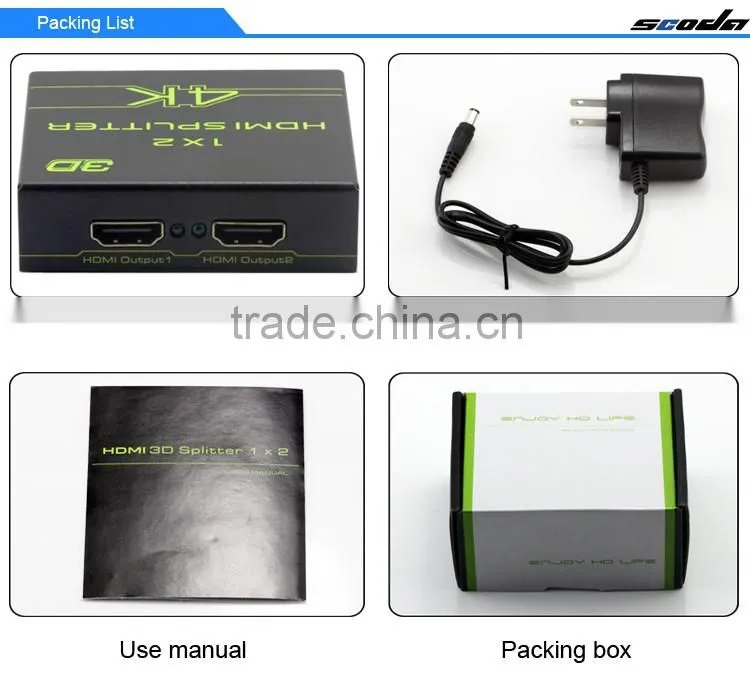 high speed mini 2 port HDMI splitter Converter 1x2 support 3D 1080P