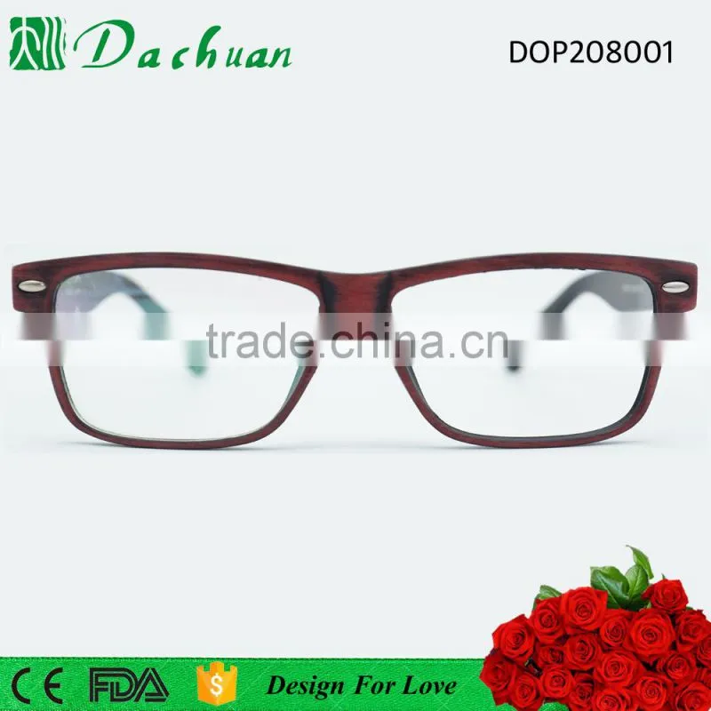 2016 new design full frame acetate optical eyewear china with wooden brushed