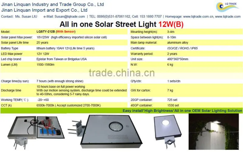 12W Solar Power LED Garden Lighting