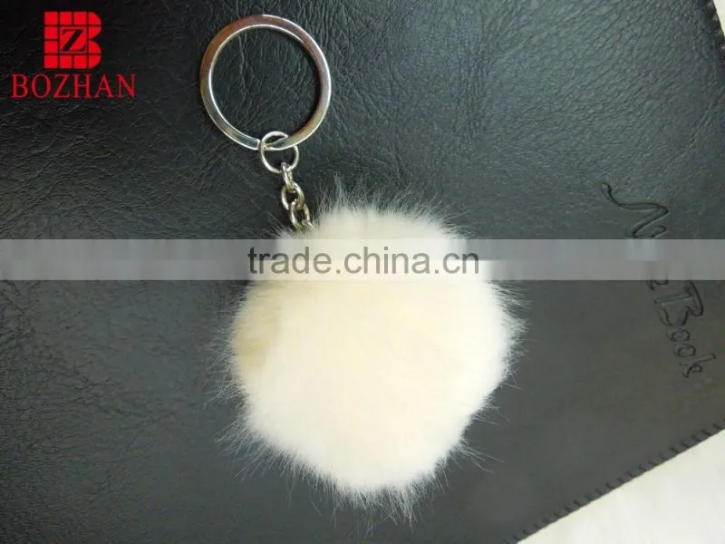 Good quality white rabbit fur keyring for gift