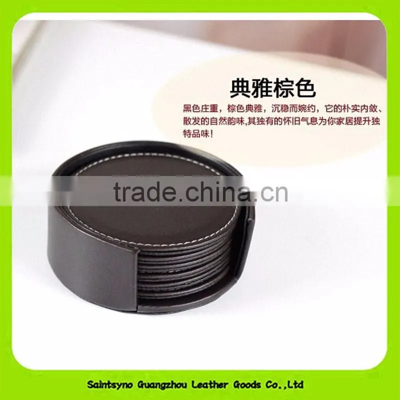 16031 Houseware good quality cheap leather glass coaster round shape