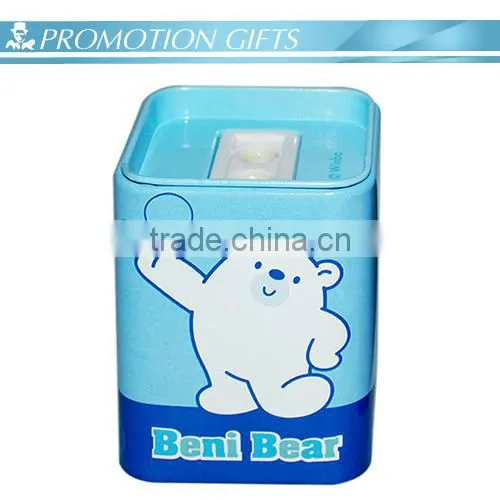 Hot saling cosmetic tin box pencil sharpener as promotional gifts