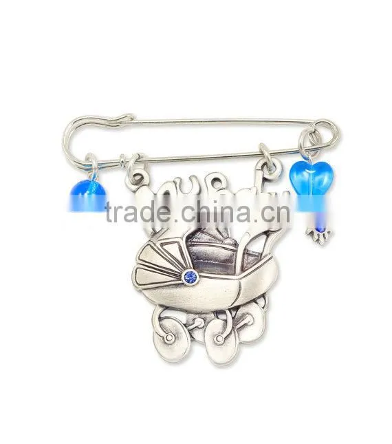 Baby Newborn Gift carriage pin "My Baby" with Gemstone crystal Silver Jewelry