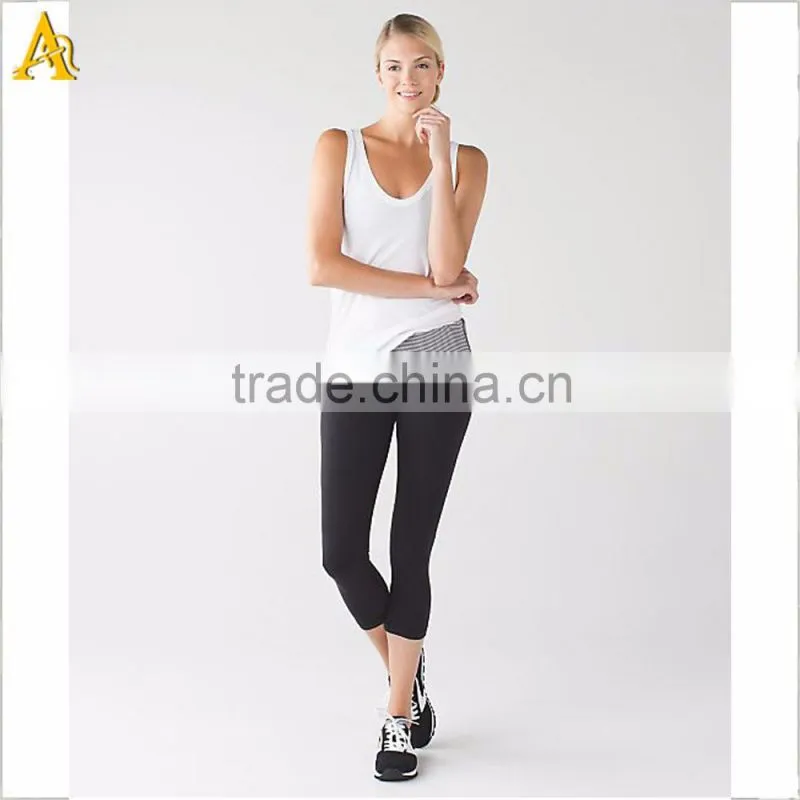 wholesale sportwear suit , white tank top and black yoga pants